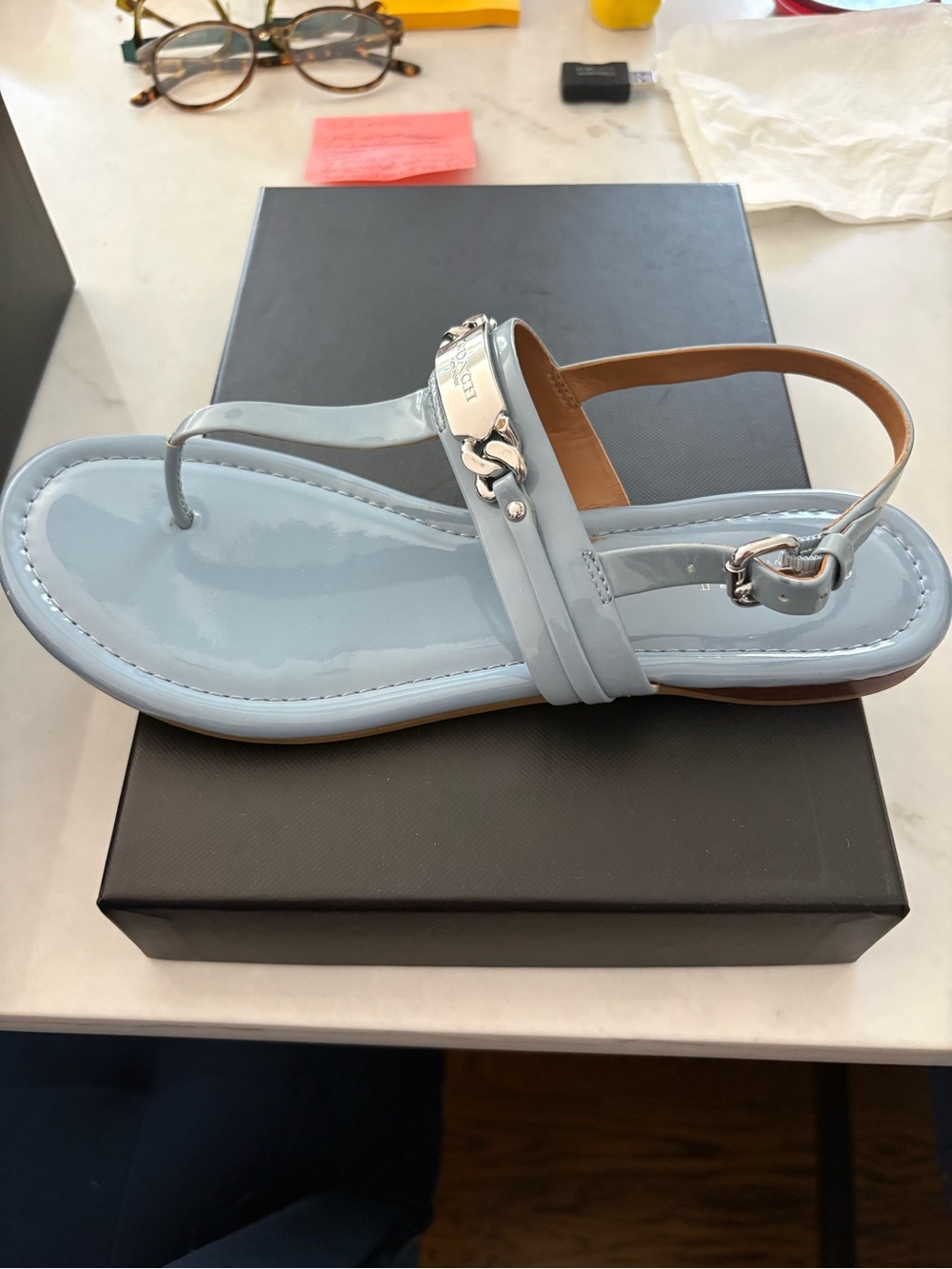 Coach Women's blue with Silver Sandals - Picture 2 of 3